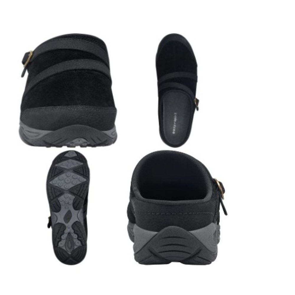 Easy Spirit Equinox Clog Sporty style Women 8.5M Black suede MSRP $68 New